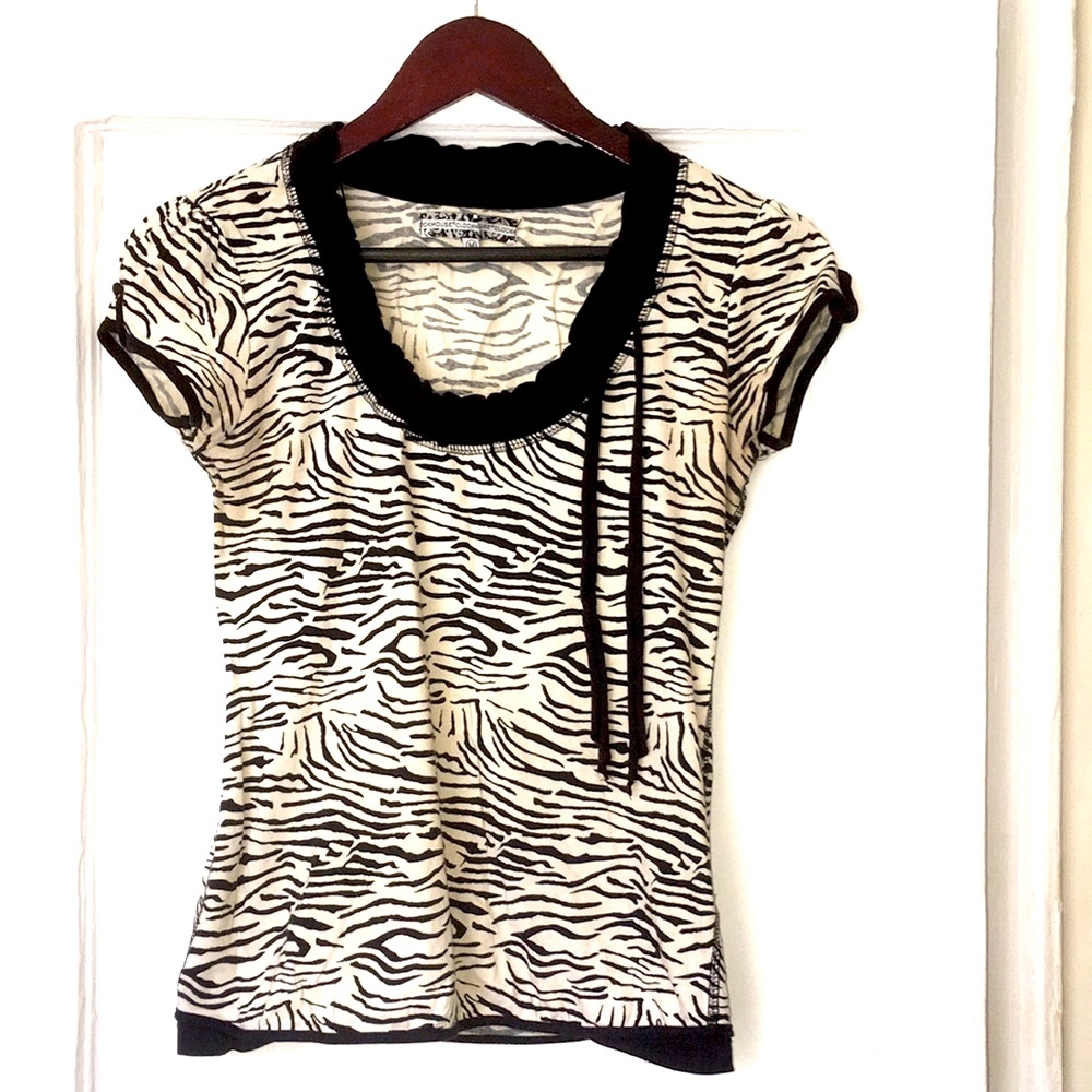 C&A Zebra Print Tee With Ribbon From Europe - 100… - image 1